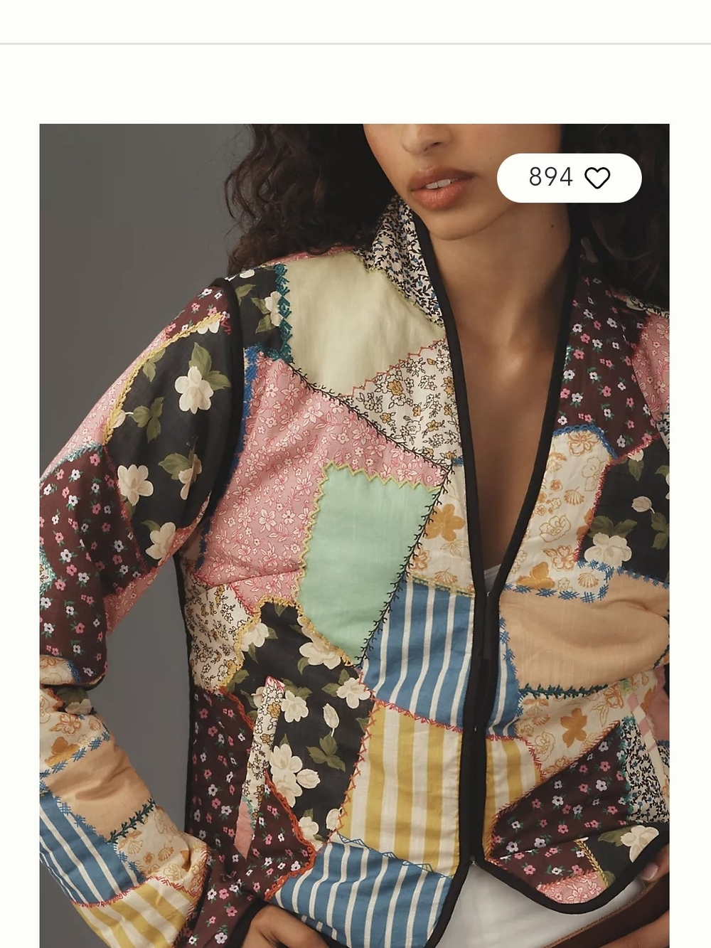 Anthropologie Patchwork Quilted Blazer in Pink, Yellow, Blue, Green, Black - Picture 6 of 7